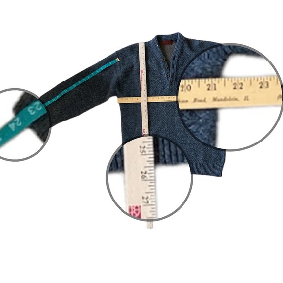 VTG Henry Grethel Herringbone Knit Wool Blend Relax Fit Grey Pullover M 4-Button - Picture 16 of 16